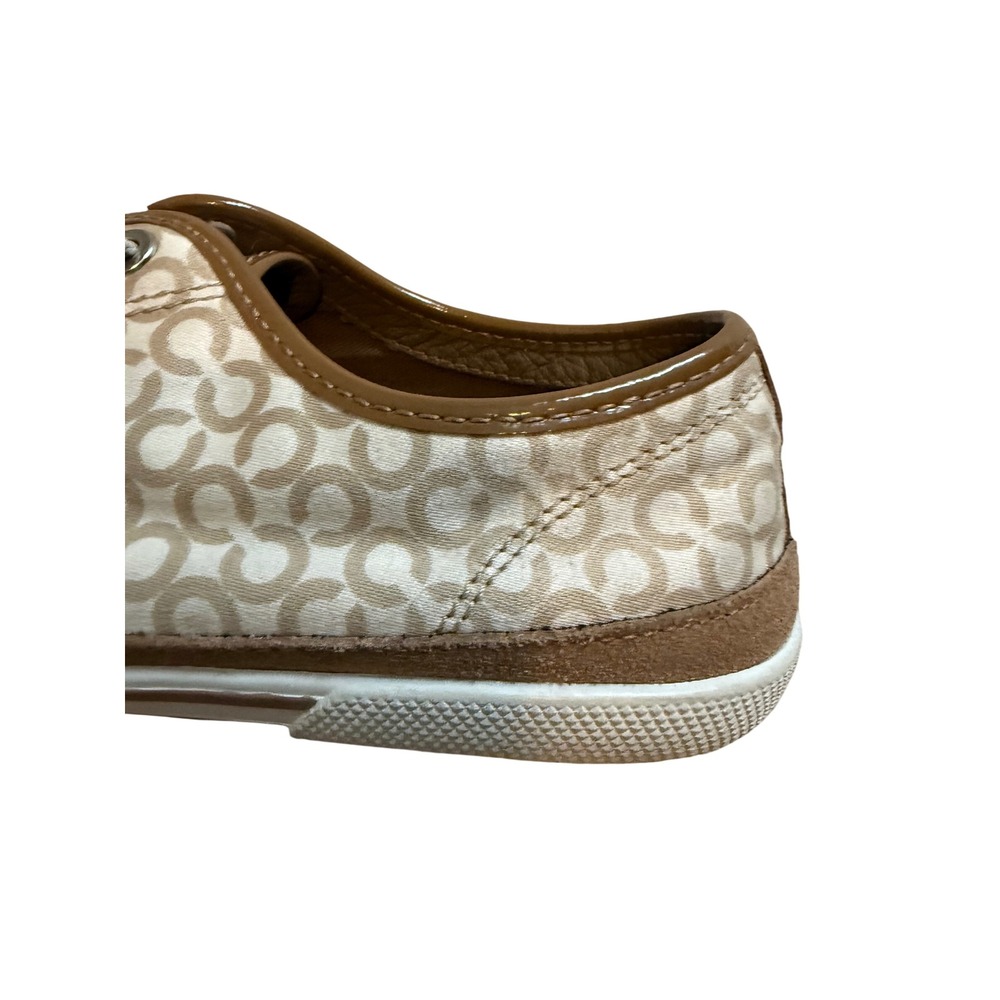 Pre- Loved Coach Edith Signature Canvas Sneakers Tan Brown Logo Women's Size 8M - Picture 10 of 16